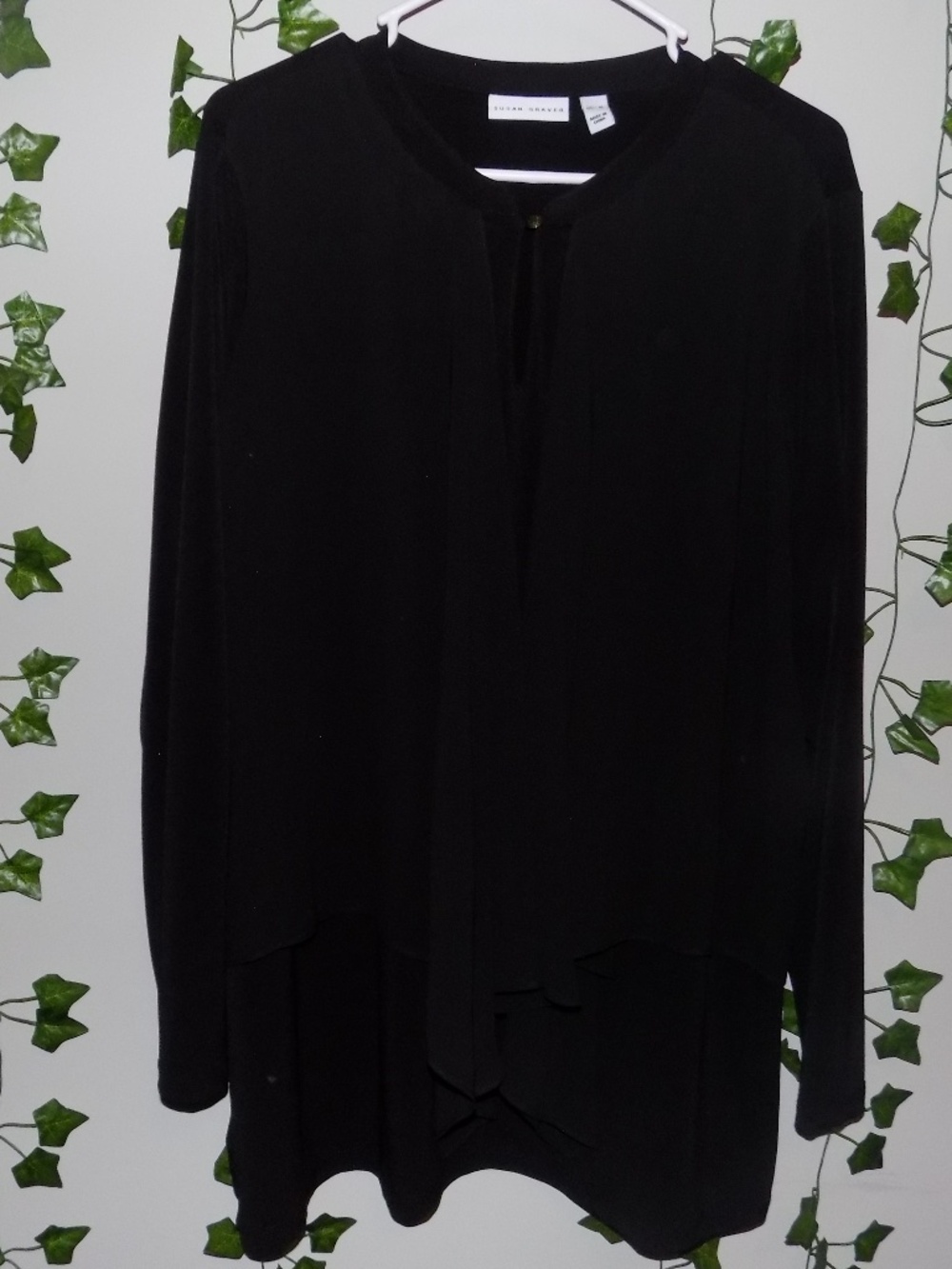 Susan Graver Layered Front Black Top